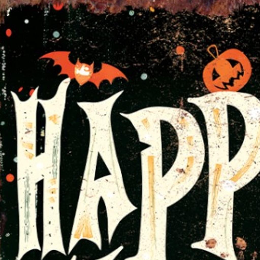 10" Black Orange Brown And Blue Solid Wood Happy Halloween Halloween Ghost Porch Sign