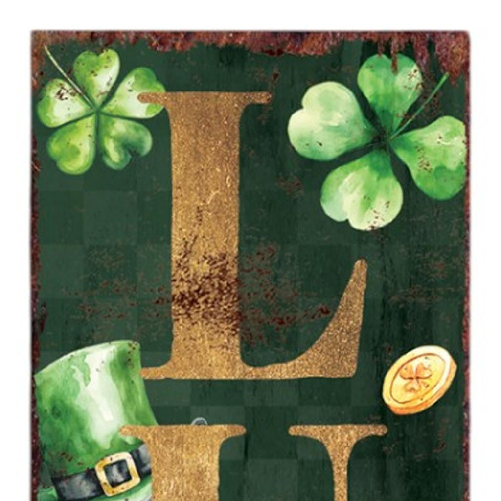 36" Green Gold And Black Solid Wood Luck St Patrick's Day Porch Sign