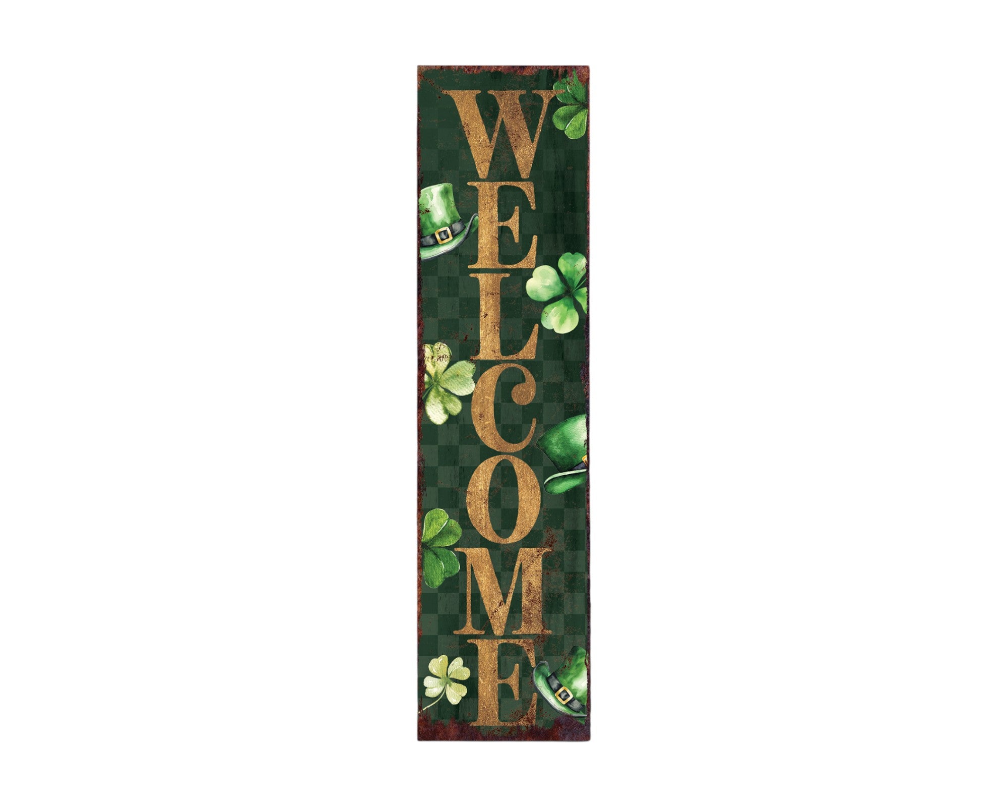 36" Green And Gold Solid Wood Welcome St Patrick's Day Porch Sign