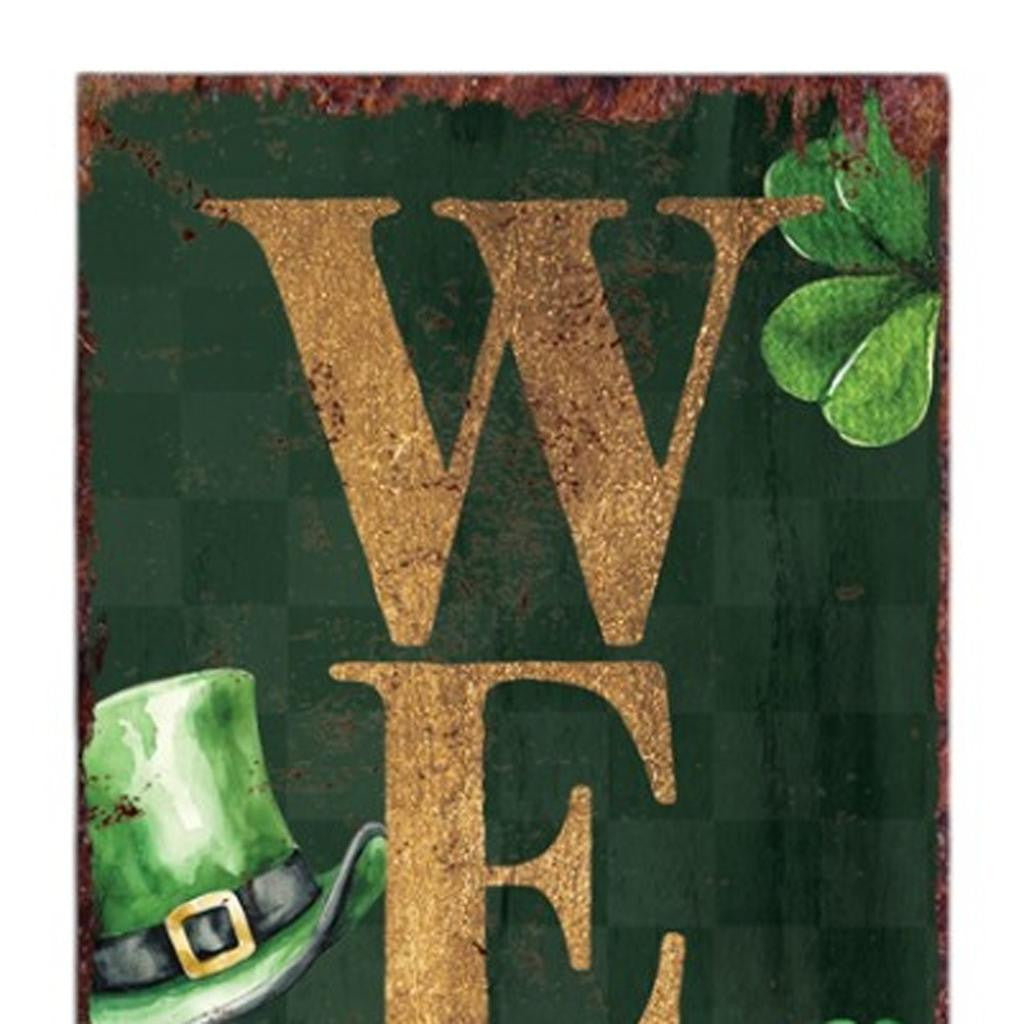 36" Green And Gold Solid Wood Welcome St Patrick's Day Porch Sign