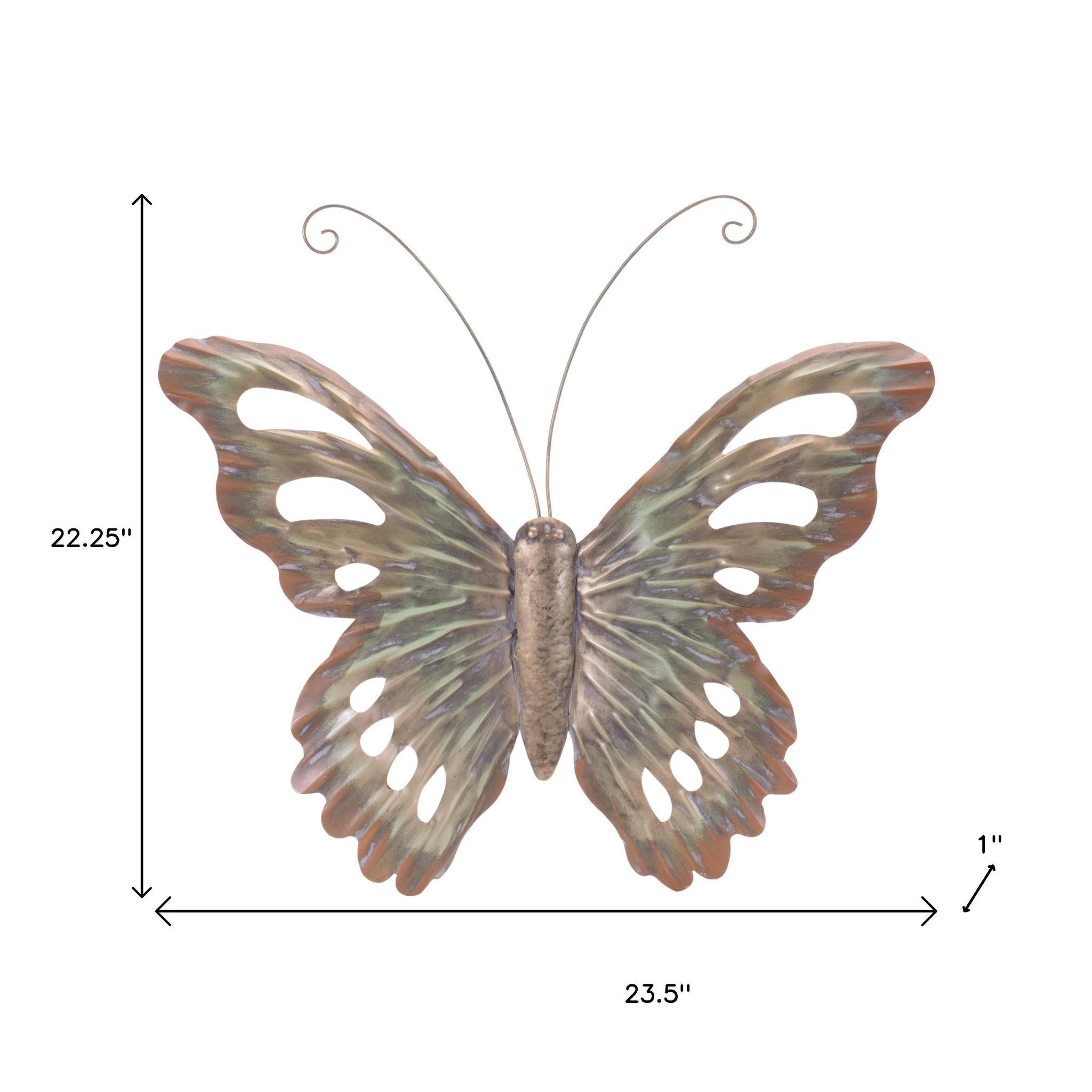 Set of Two Gold And Silver Metal Insect Garden Art