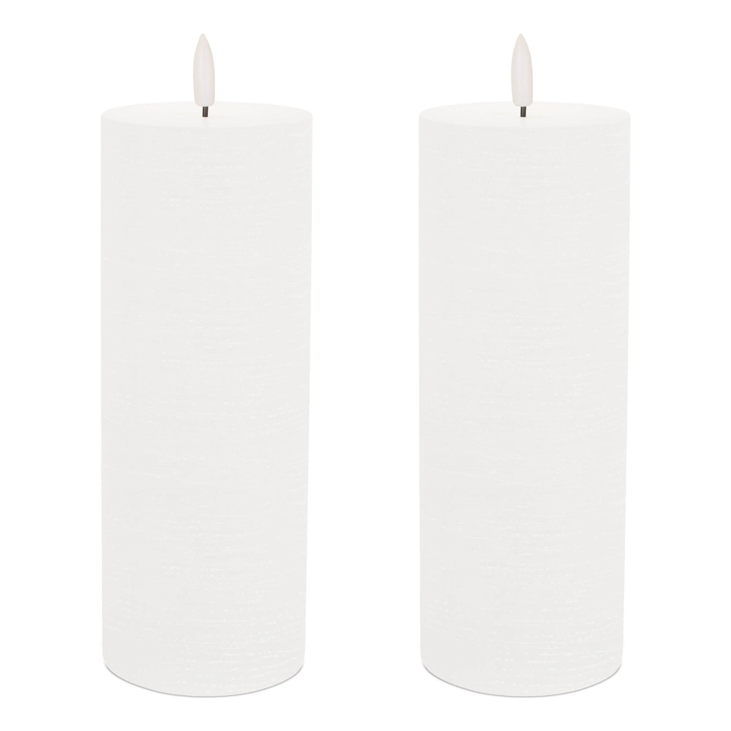 Set of Two White Flameless Pillar Candles
