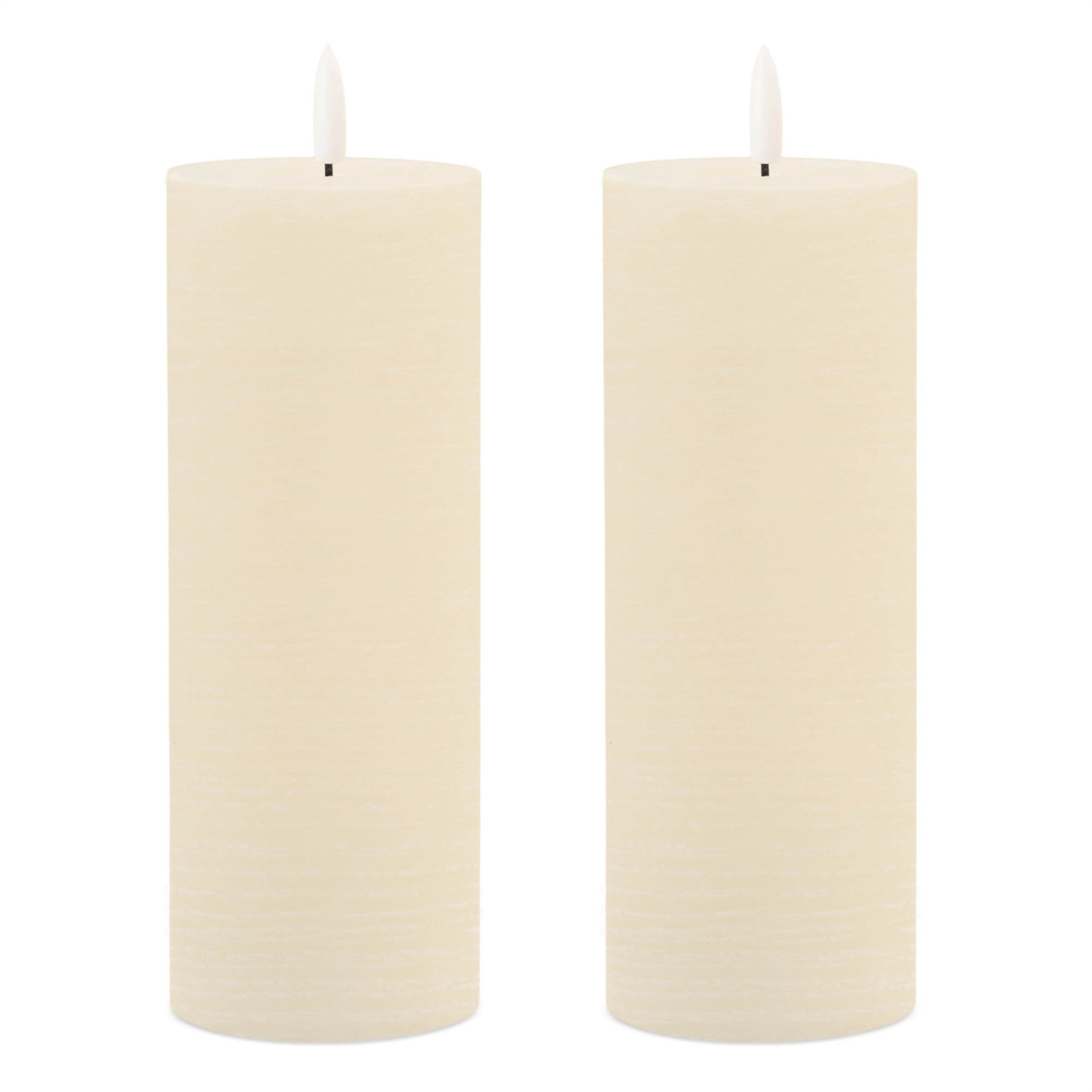 Set of Two Ivory Flameless Pillar Candles