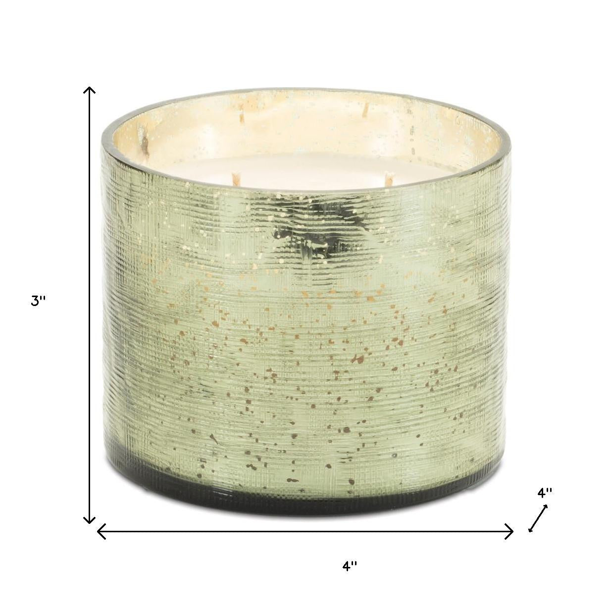 3" White Scented Dripless Two Wick Designer Candle With Green Holder