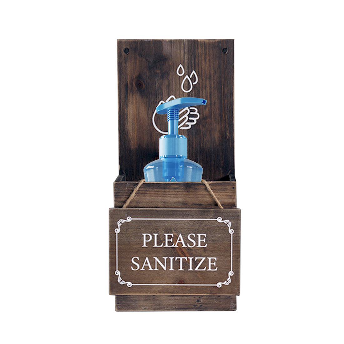 4" Set of Two Brown And White Solid Wood Welcome Please Sanitize Porch Sign