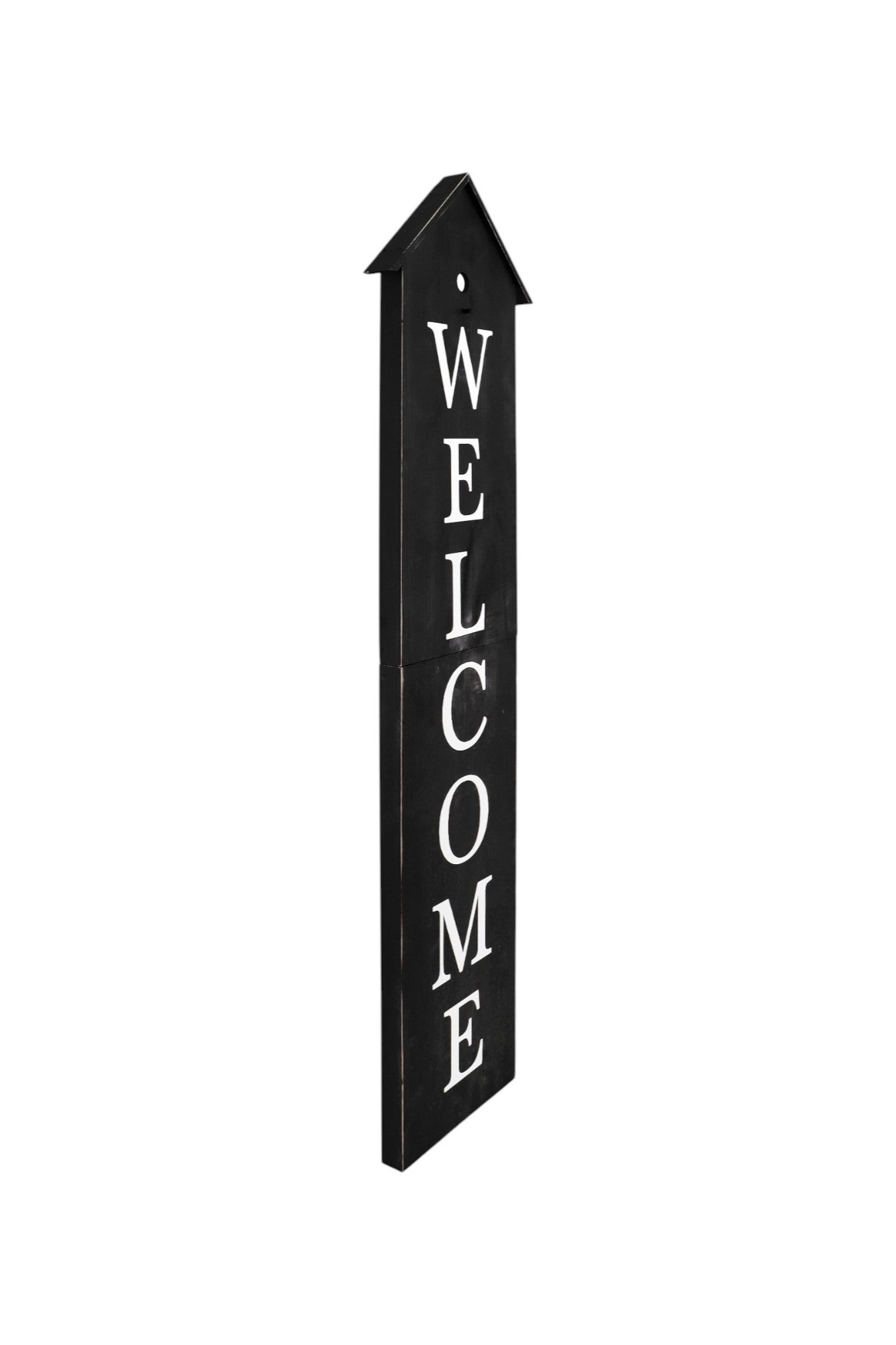 48" Black And White Solid Wood Birdhouse Welcome Porch Sign