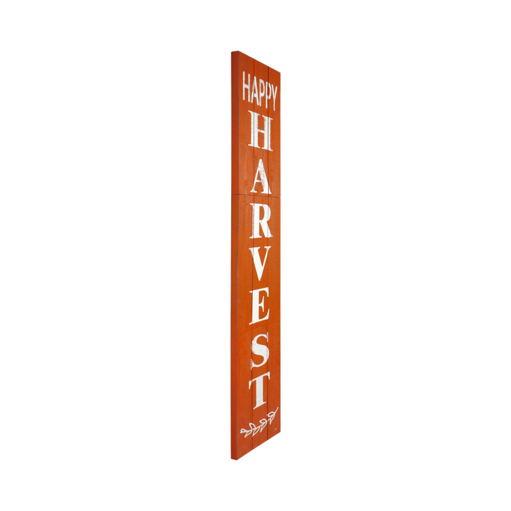 72" Orange And White Solid Wood Happy Harvest Porch Sign