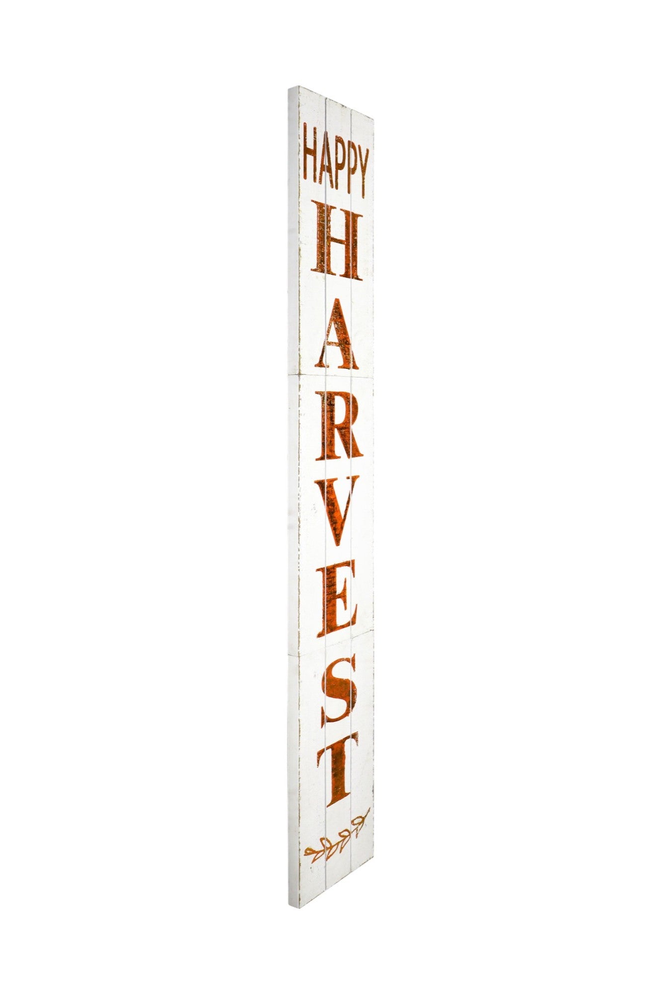 72" White And Orange Rustic Solid Wood Happy Harvest Porch Sign