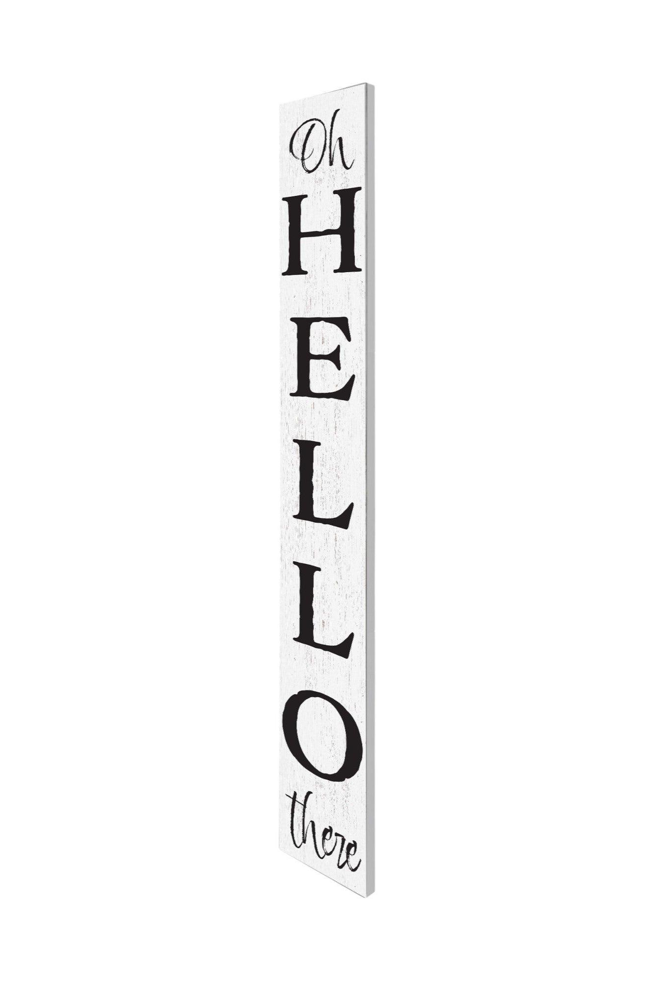 72" White And Black Solid Wood Hello Porch Sign