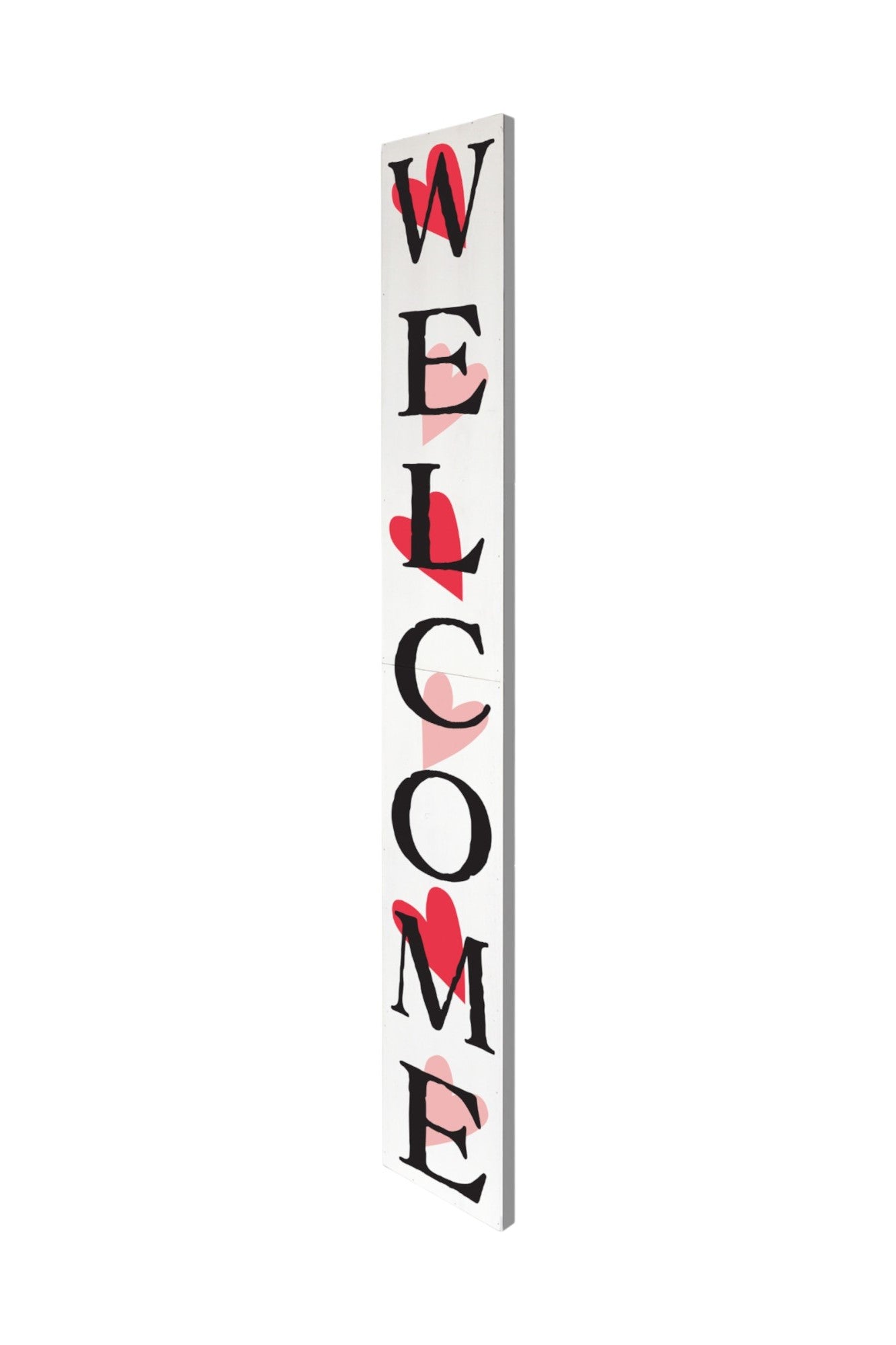 72" White Black And Red Solid Wood Welcome Valentine's Day Porch Sign