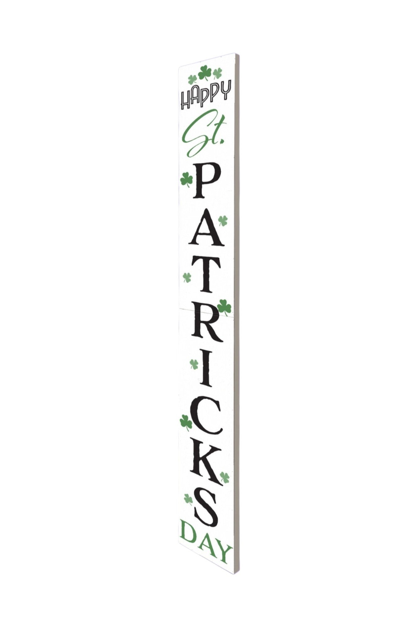 72" White Black And Green Solid Wood Happy St Patrick's Day Porch Sign