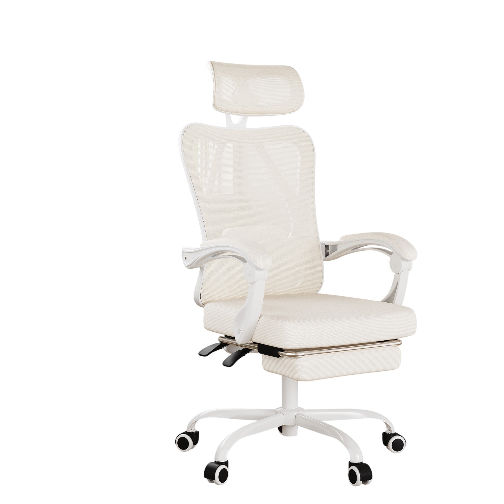 White and Black Adjustable Height Swivel Rolling Office Chair