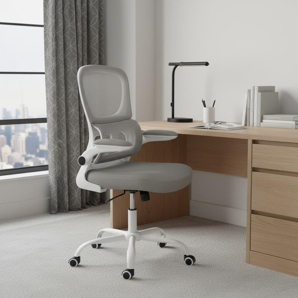 Gray Adjustable Height Swivel Rolling Gaming Chair