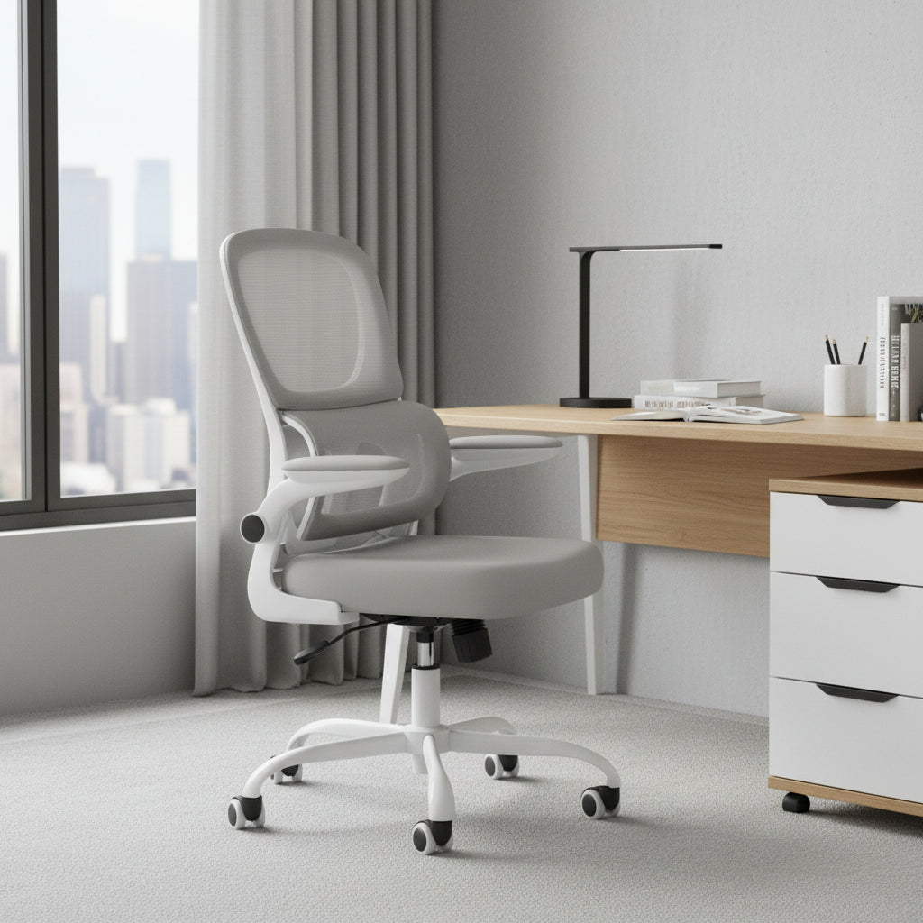 White Adjustable Height Swivel Rolling Gaming Chair