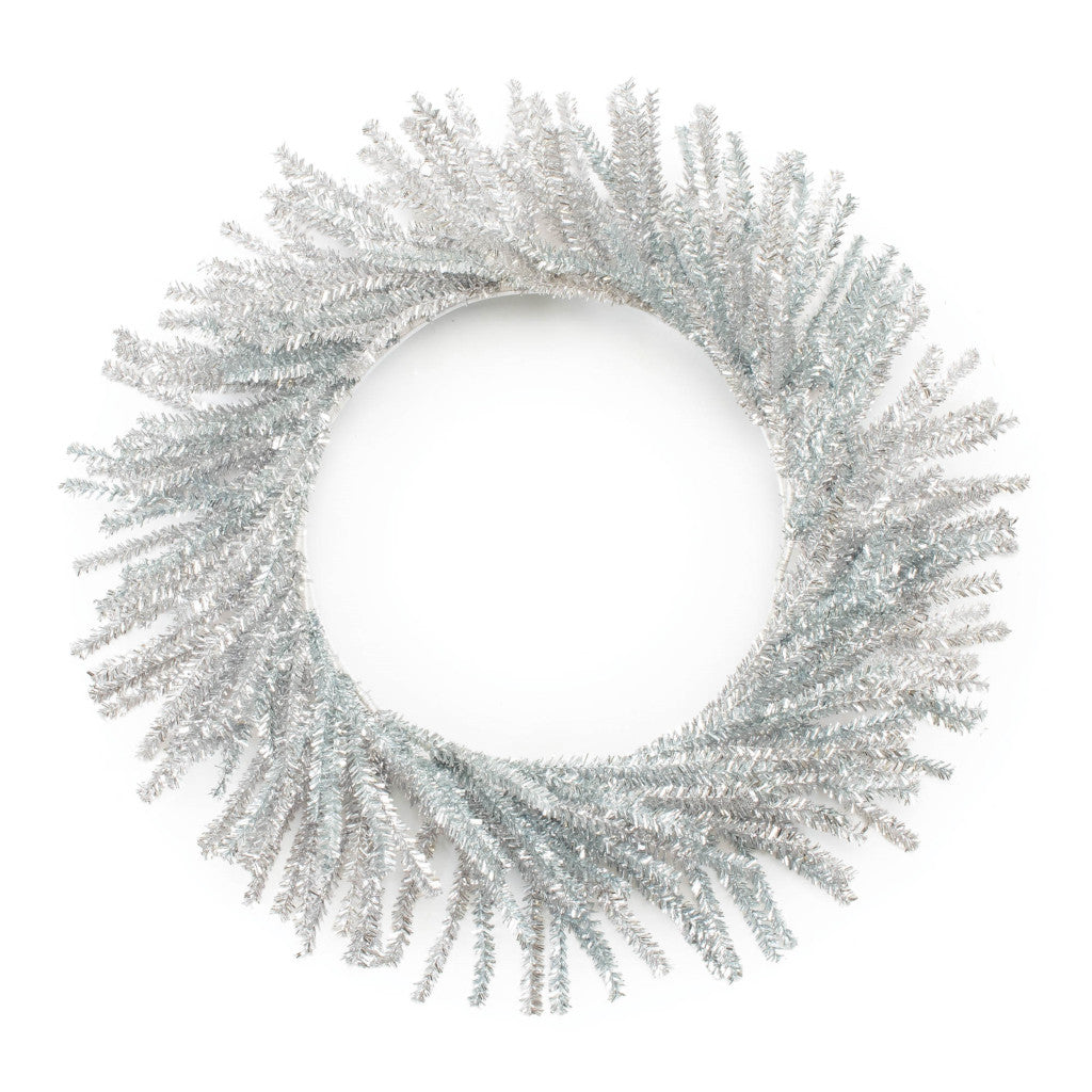 21" Silver Tinsel Faux Pine Christmas Artificial Wreath