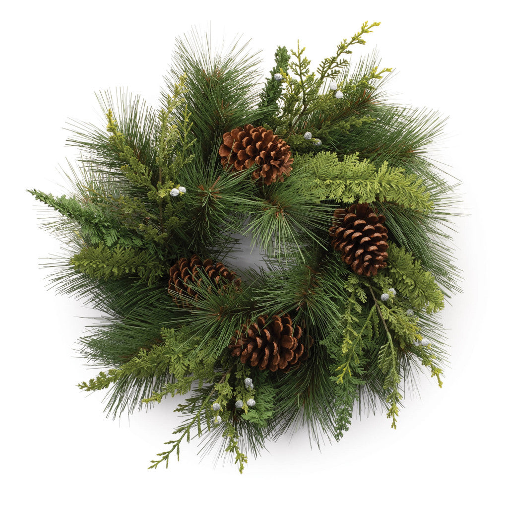 18" Green Christmas Pine And Pinecone Artificial Wreath