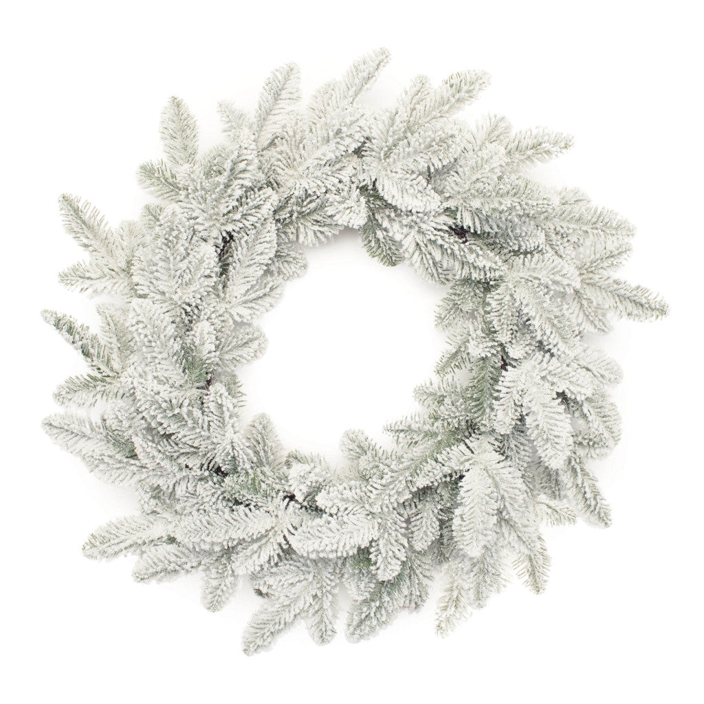 25" White Flocked Pine Christmas Artificial Wreath