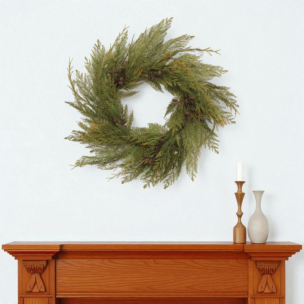 30" Green And Brown Christmas Pine Artificial Wreath