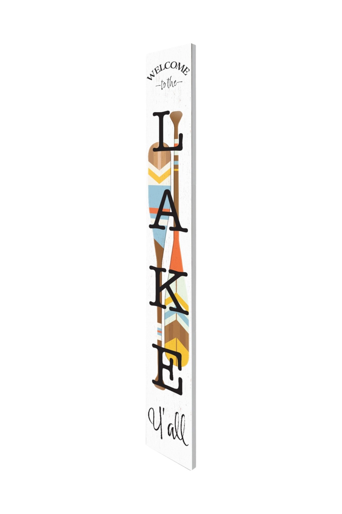 72" White And Black Solid Wood Welcome to The Lake Porch Sign