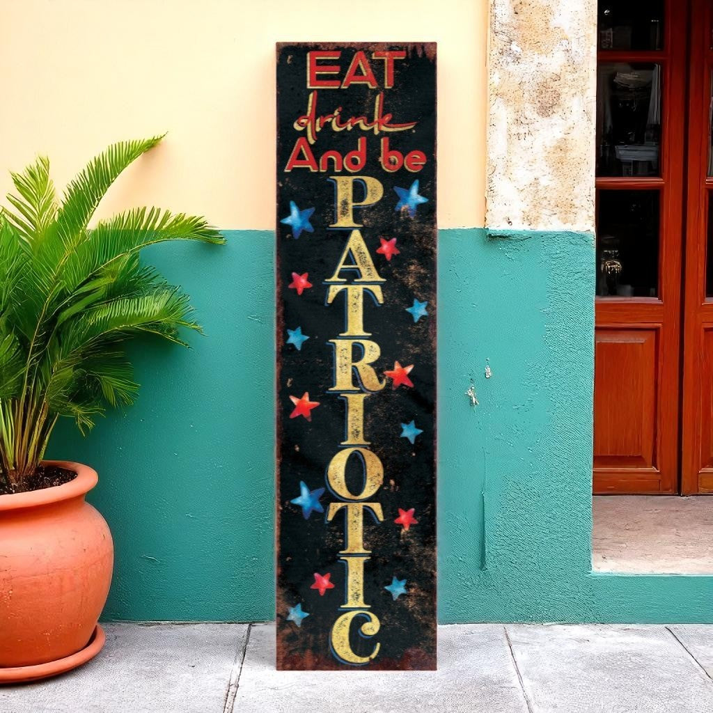 36" Red White And Blue Solid Wood Welcome Patriotic Reversible Porch Sign