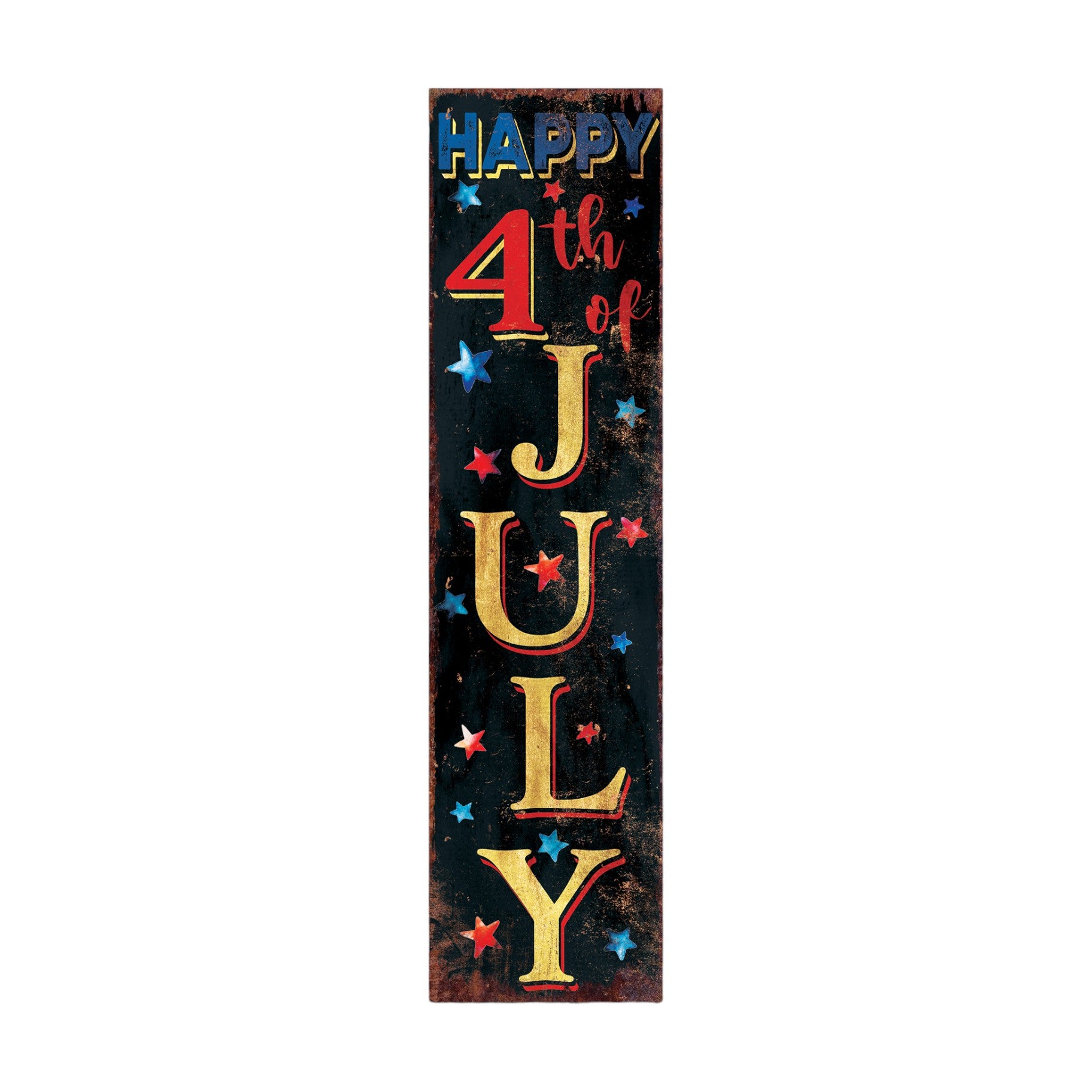 11" Red White Blue And Gold Solid Wood Welcome Happy July 4th July Fourth Fireworks Reversible Porch Sign