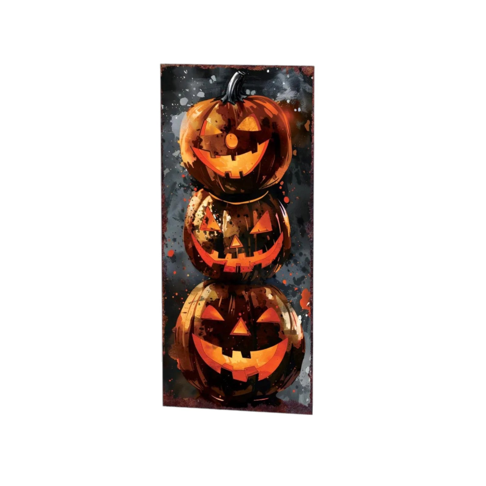 10" Black And Orange Solid Wood Halloween Ghost Garden Stake