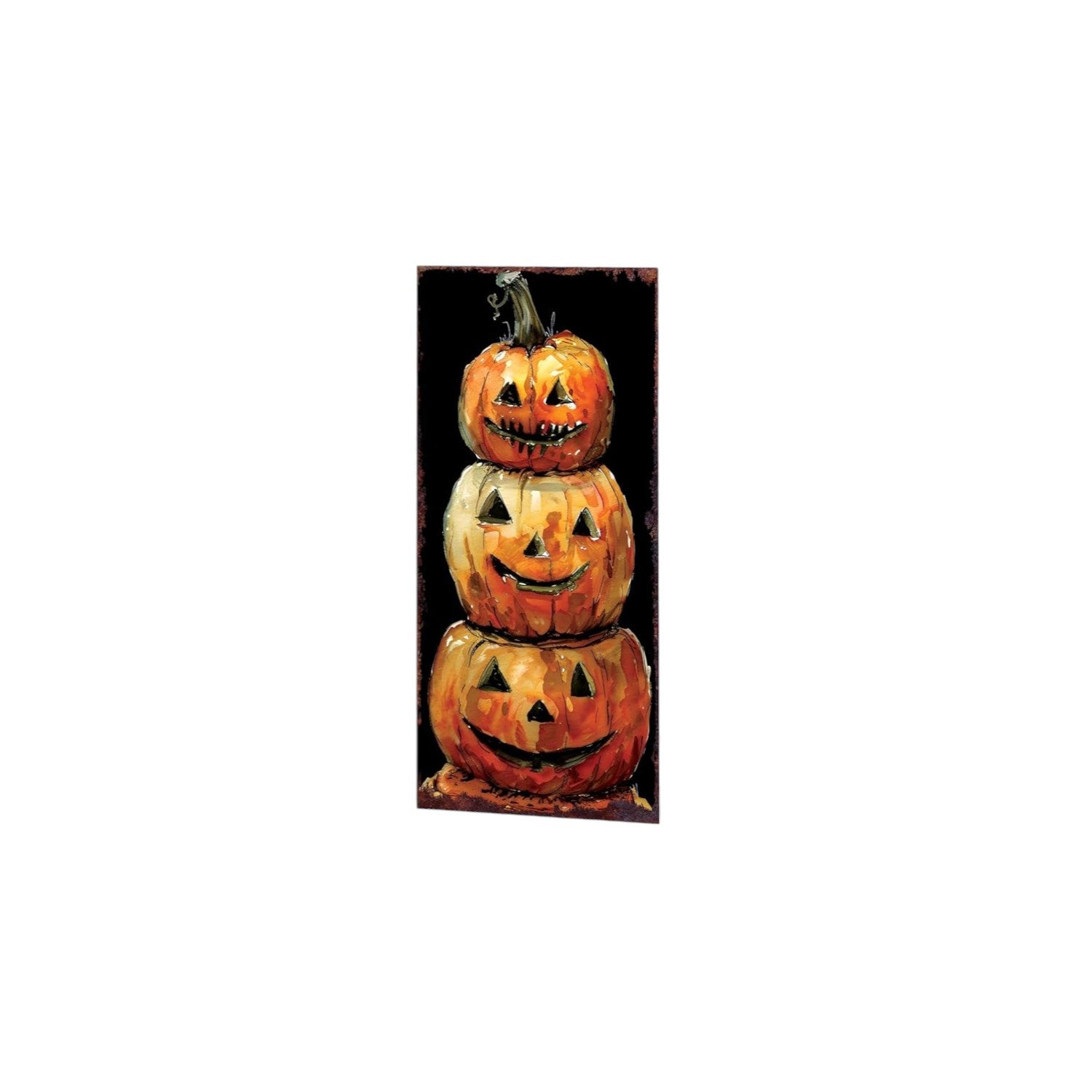 10" Black Orange And Yellow Solid Wood Halloween Ghost Garden Stake