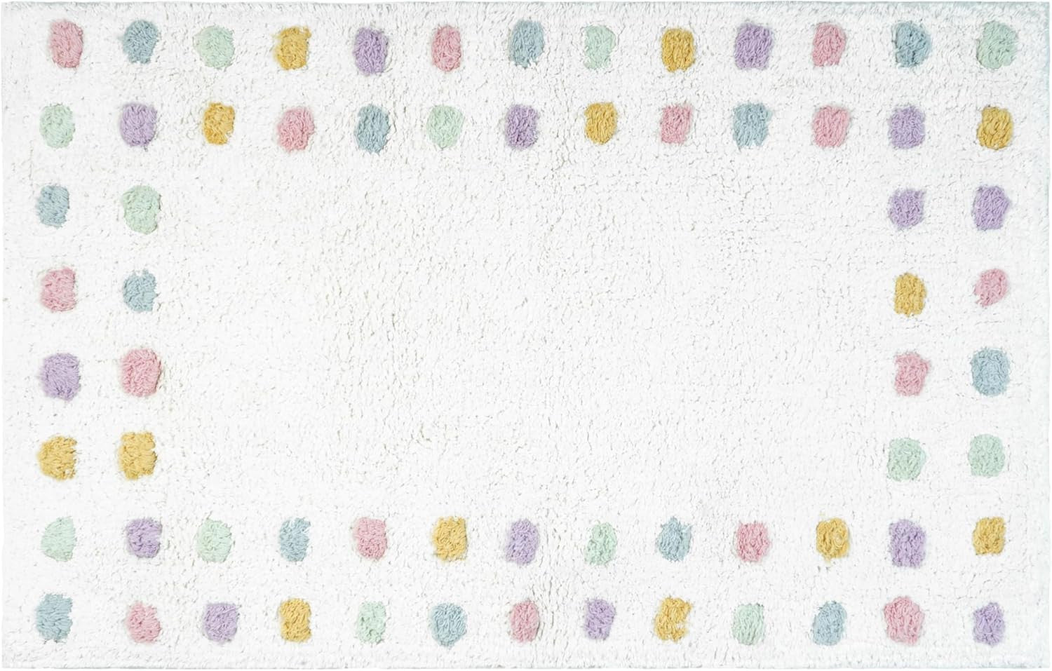 32" White Purple And Pink Cotton Polka Dots Bath Rug