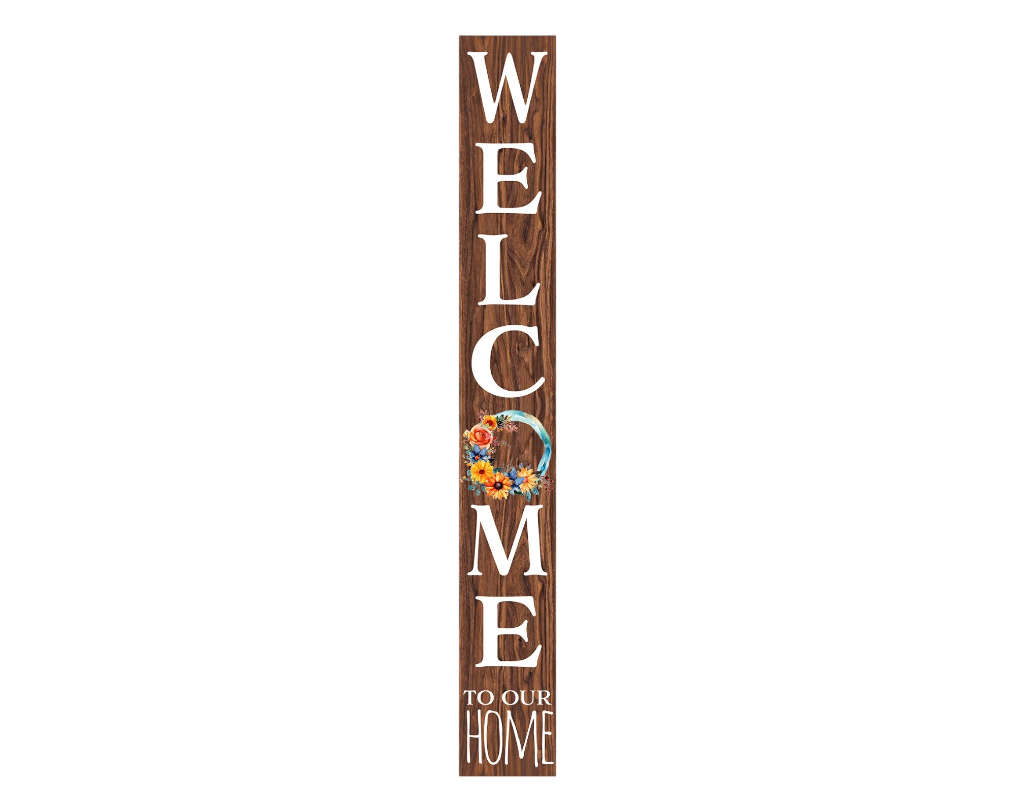 72" Brown And White Solid Wood Porch Sign