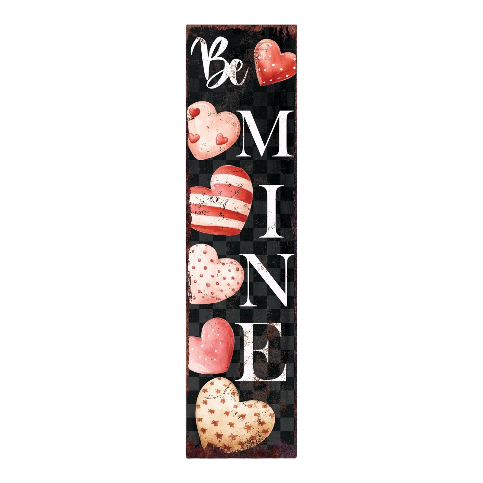 36" Black White And Pink Solid Wood Be Mine Valentine's Day Porch Sign