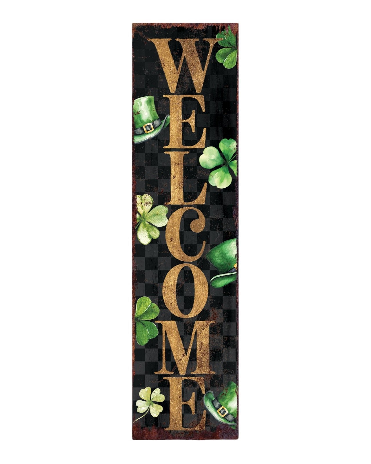 36" Black Gold And Green Solid Wood Welcome St Patrick's Day Porch Sign