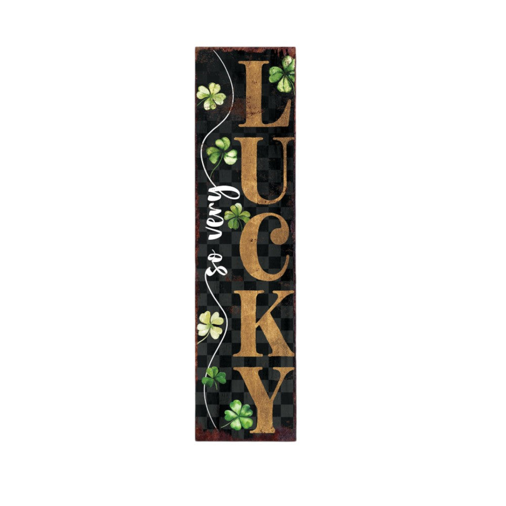 36" Black Gold And Green Solid Wood Luck St Patrick's Day Porch Sign