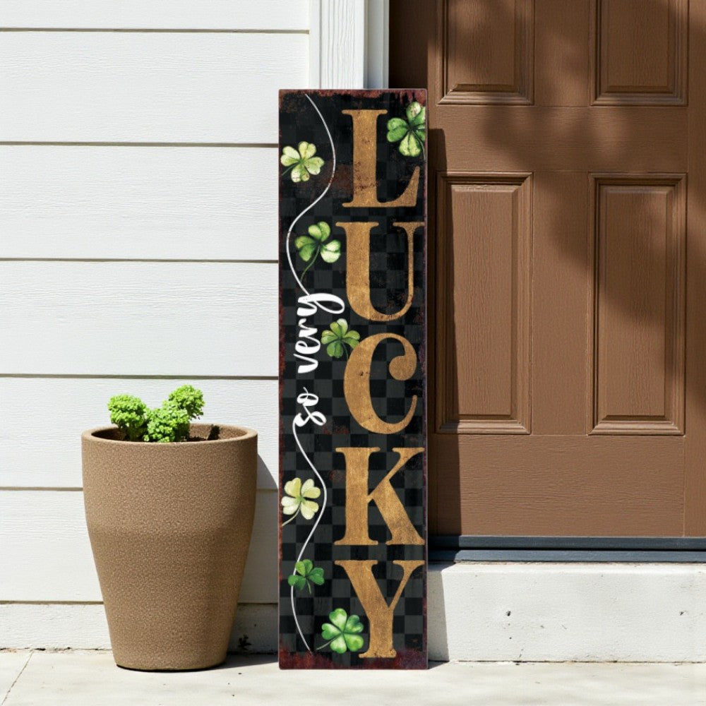36" Black Gold And Green Solid Wood Luck St Patrick's Day Porch Sign