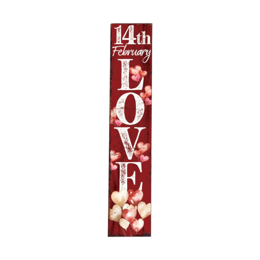 48" Red And White Solid Wood Love Valentine's Day Porch Sign