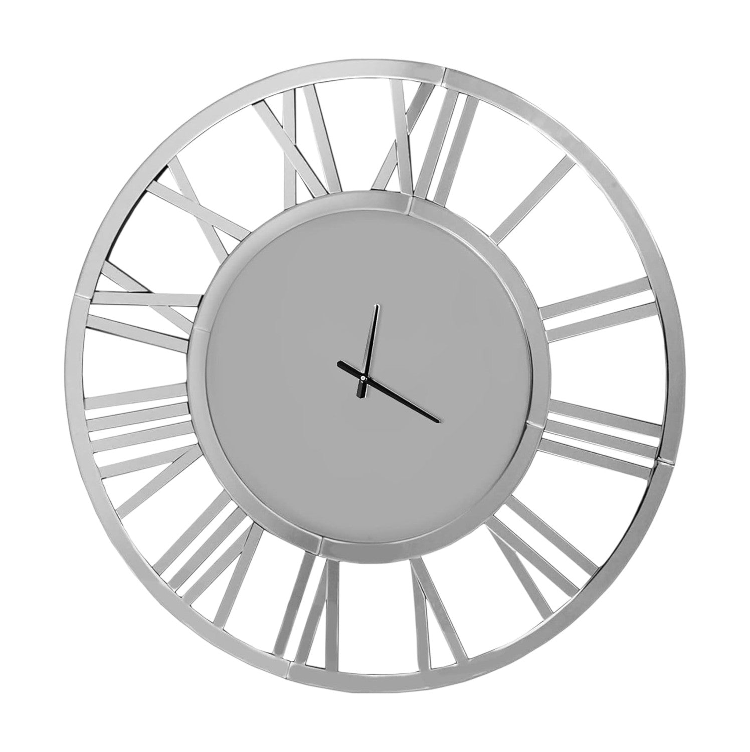 37" Silver Acrylic Silent Analog Round Wall Clock