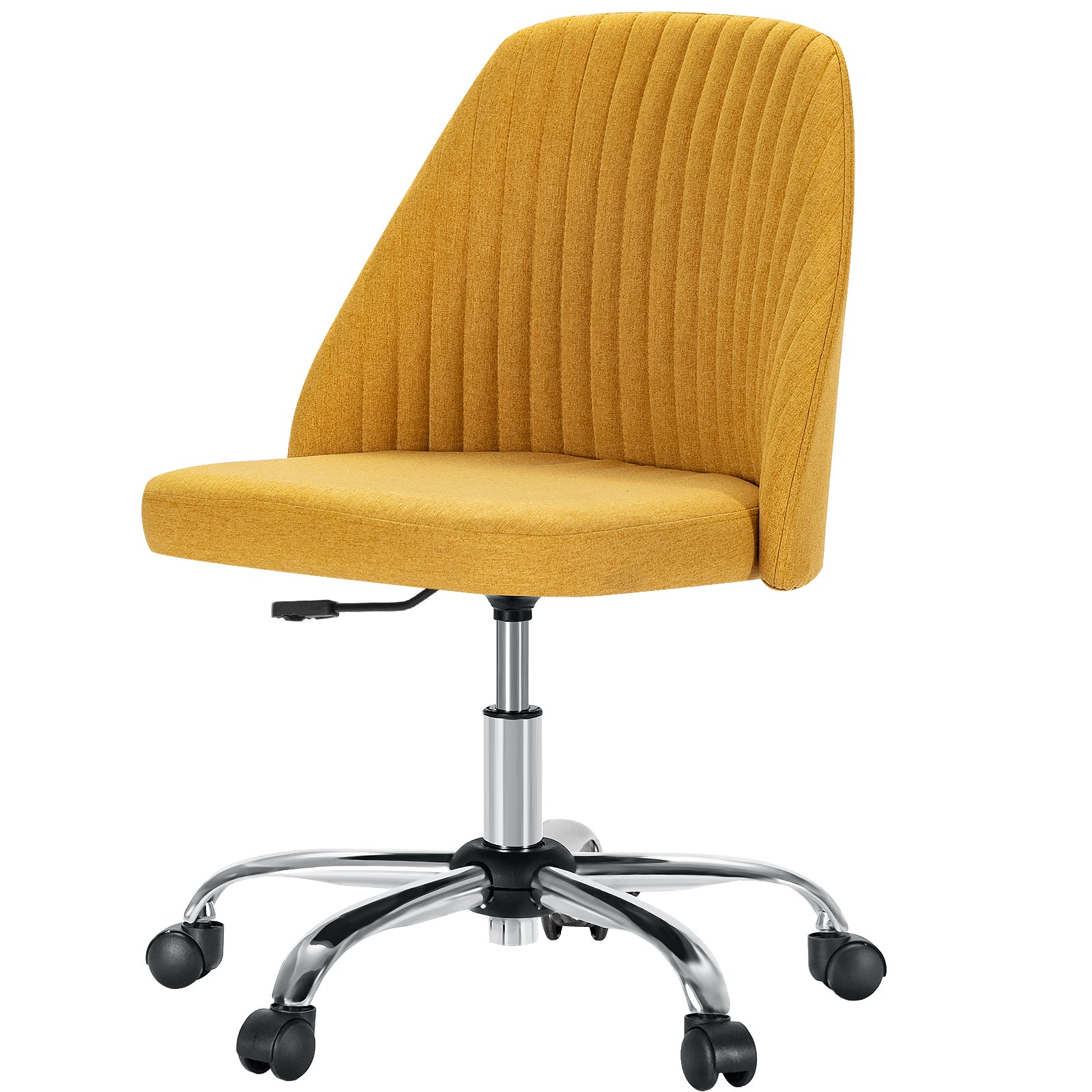 Yellow and Silver Adjustable Height Swivel Rolling Office Chair
