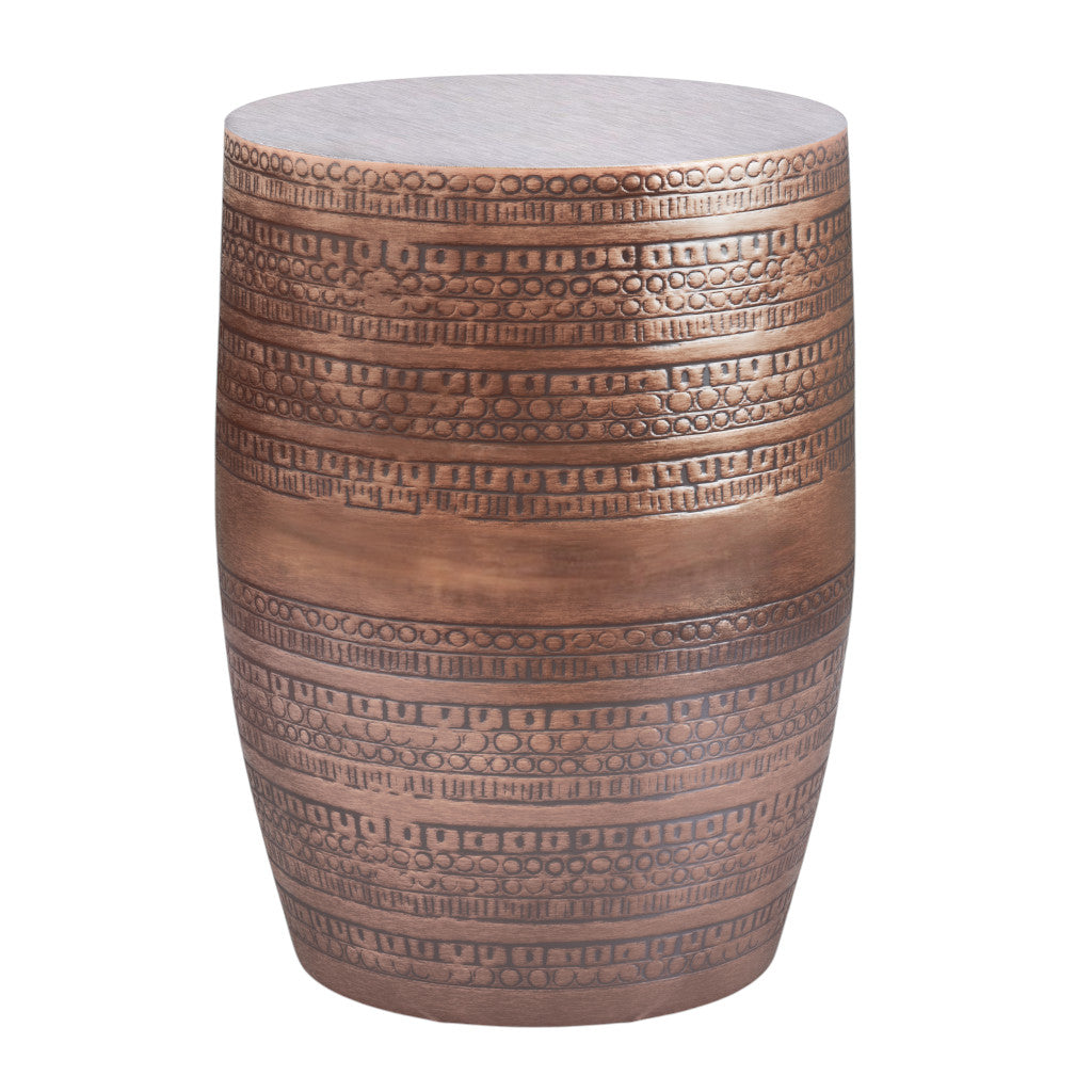 20" Copper Metal Round End Table