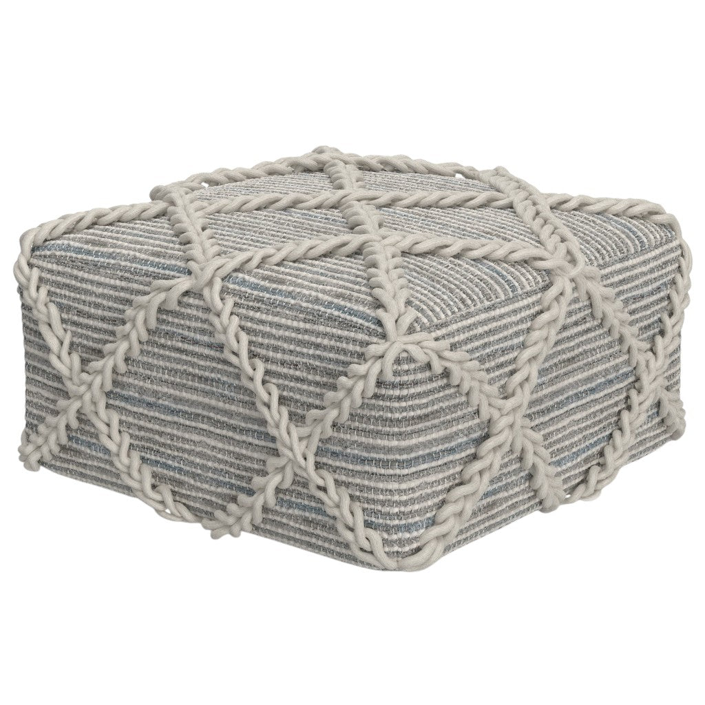 20" Gray Wool Pouf Ottoman