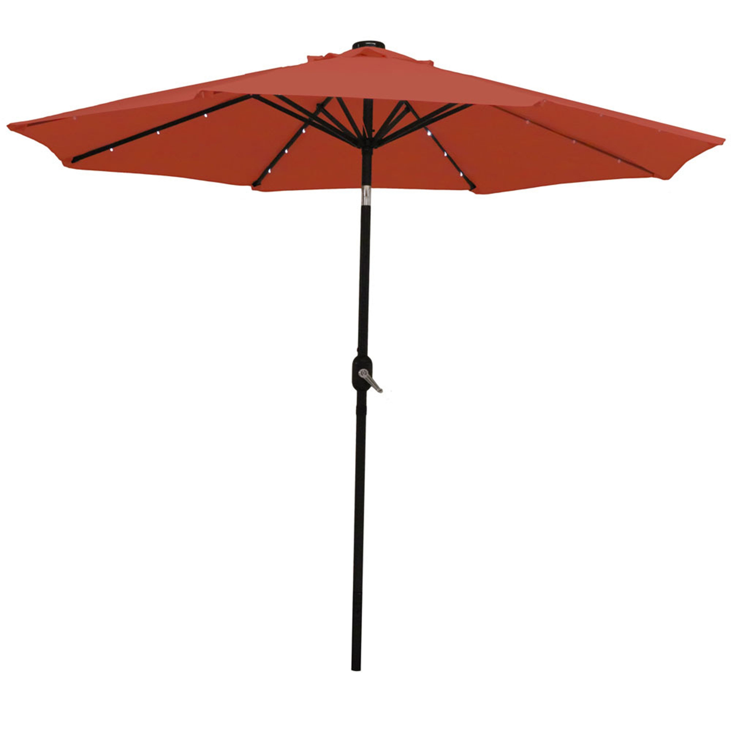 96" Orange Polyester Octagonal Tilt Lighted Market Patio Umbrella