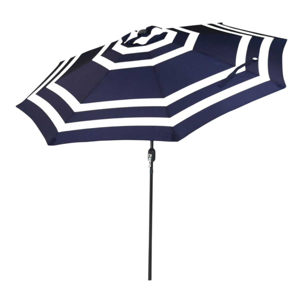 91" Dark Blue Polyester Octagonal Tilt Market Patio Umbrella