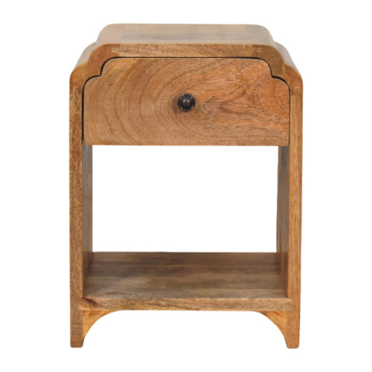 16" Oak Solid Wood One Drawer Scallop Edge Nightstand
