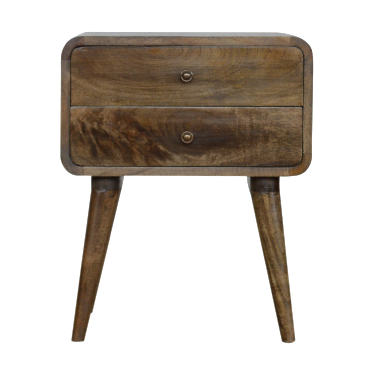 22" Natural Solid Wood Distressed Two Drawer Nightstand