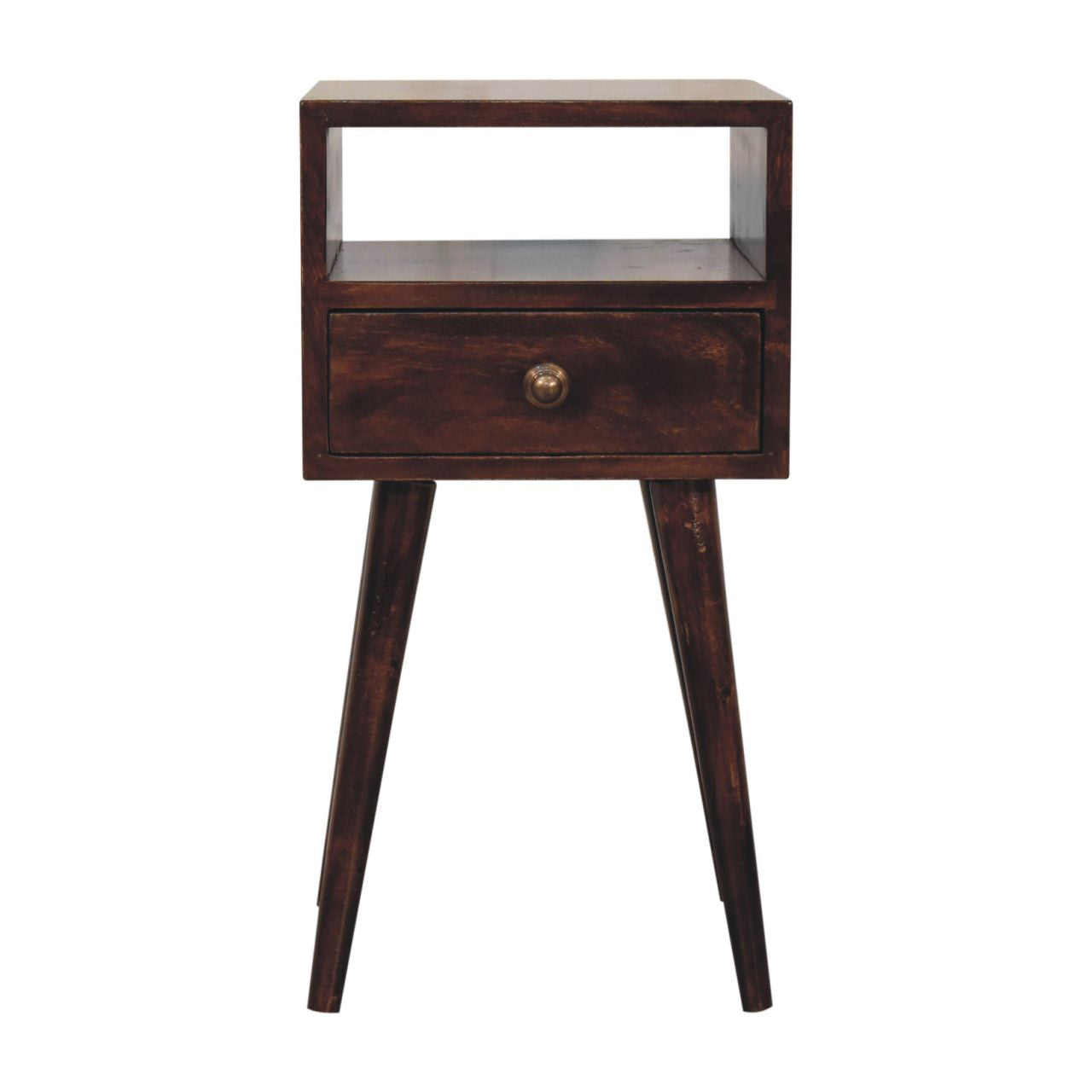 22" Walnut Solid Wood Square One Drawer Nightstand