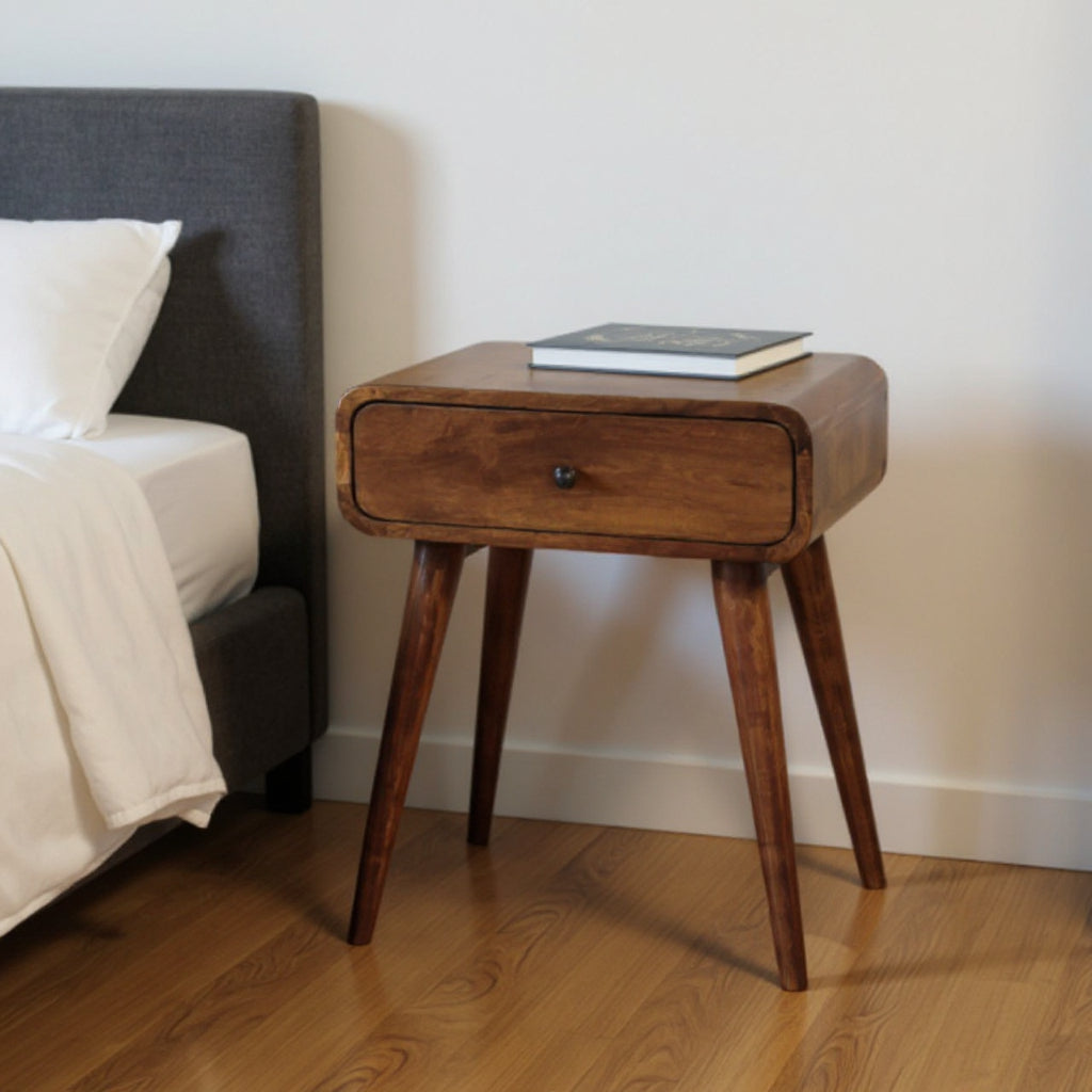 22" Chestnut Solid Wood One Drawer Nightstand