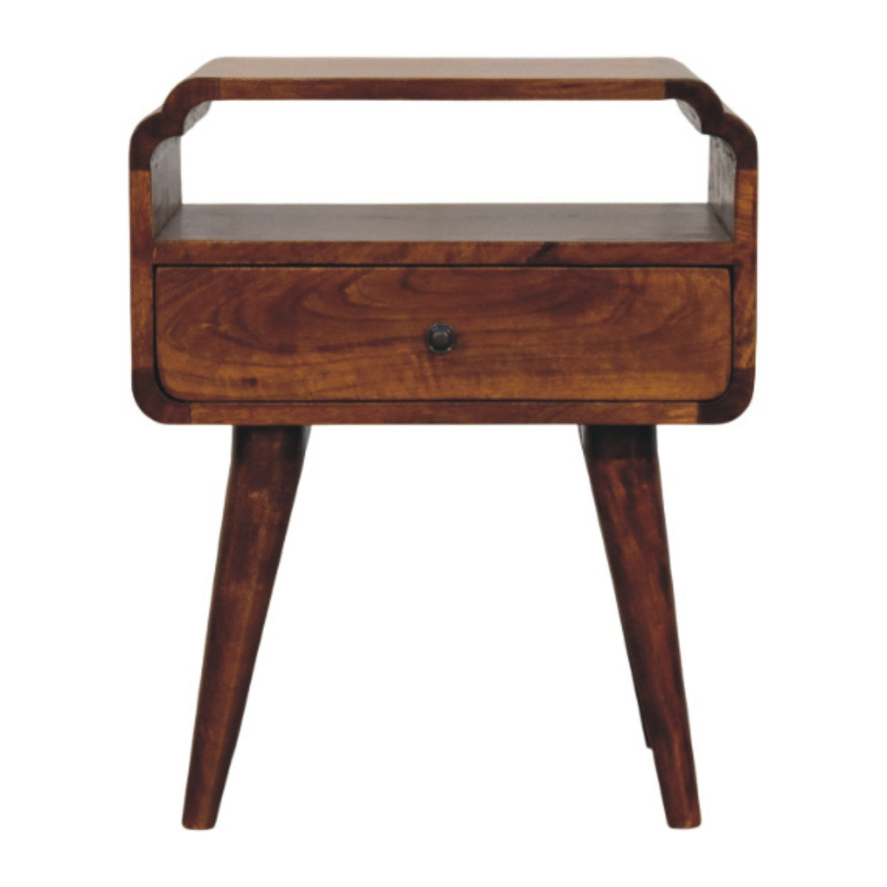 22" Chestnut Solid Wood Oval One Drawer Nightstand