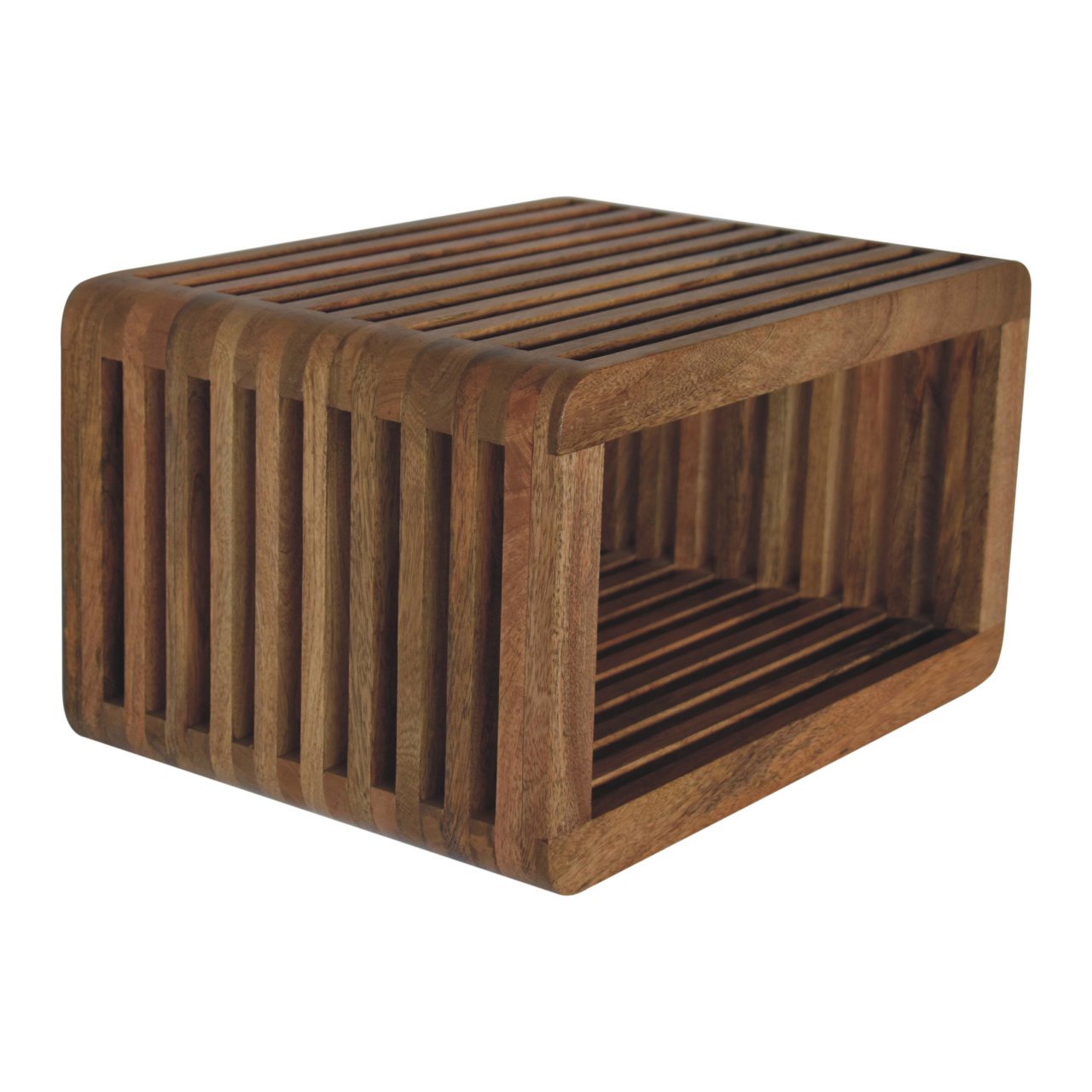 18" Brown Solid Wood Carved Geometric Floating Nightstand