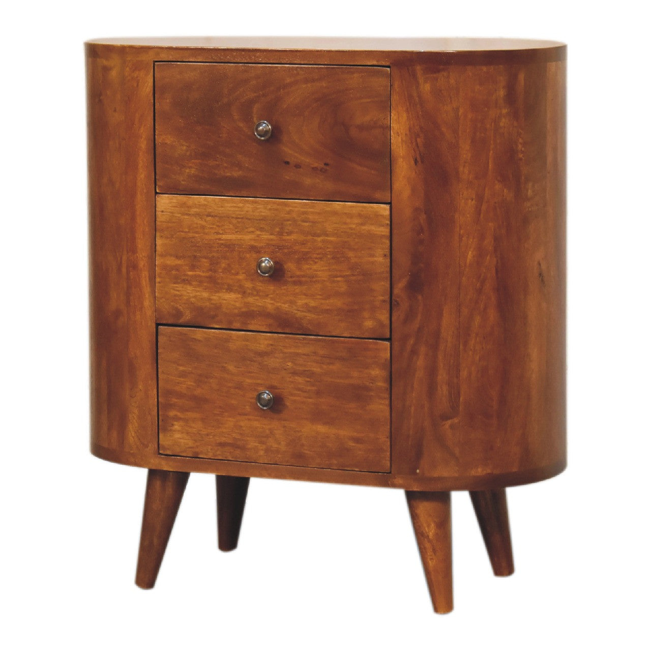 26" Chestnut Solid Wood Accent Cabinet With Two Doors And Three Drawers
