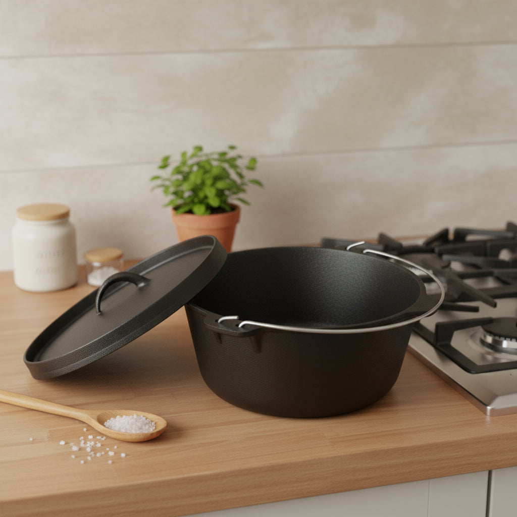 12" Black Cast Iron Dutch Oven Stock Pot