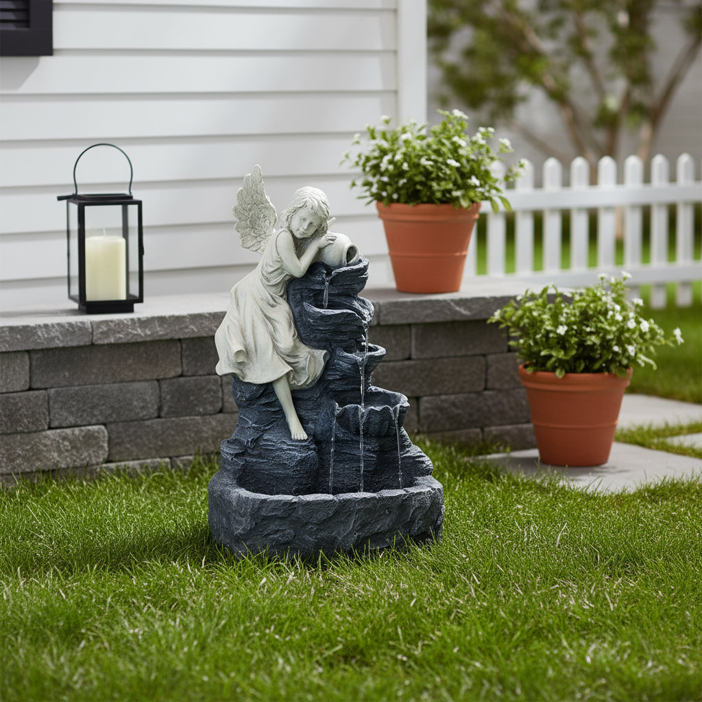 29" Gray Polyresin LED lights Garden Art