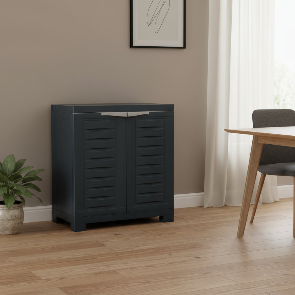 26" Dark Gray Heavy Duty Plastic Two Door Utility Cabinet